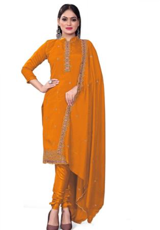 Picture of Fine Silk Chocolate Straight Cut Salwar Kameez