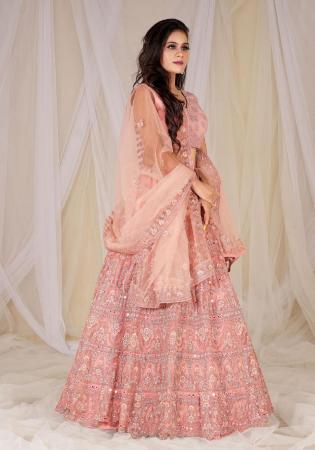 Picture of Delightful Net Rosy Brown Lehenga Choli