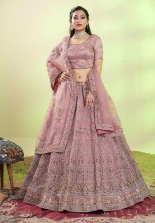 Picture of Gorgeous Net Rosy Brown Lehenga Choli