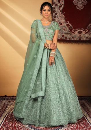 Picture of Classy Net Dark Sea Green Lehenga Choli