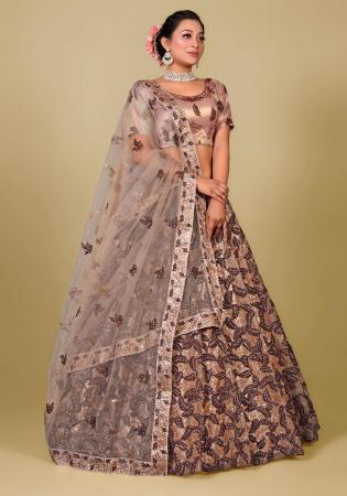 Picture of Grand Net Dark Olive Green Lehenga Choli