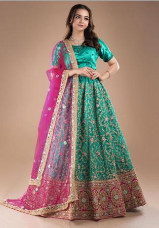 Picture of Excellent Net Indian Red Lehenga Choli