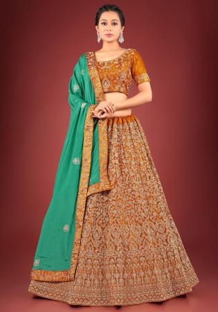 Picture of Ideal Net Dark Golden Rod Lehenga Choli