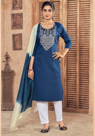 Picture of Chiffon Dark Slate Blue Readymade Salwar Kameez