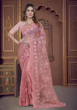 Picture of Charming Net Rosy Brown Saree