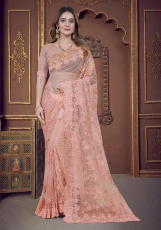 Picture of Ideal Net Rosy Brown Saree