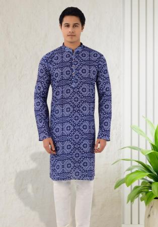 Picture of Grand Cotton & Silk Dark Slate Blue Kurtas