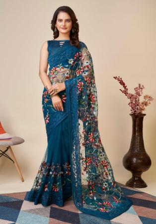 Picture of Bewitching Net Navy Blue Saree