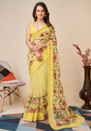 Picture of Excellent Net Yellow Saree