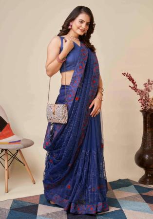 Picture of Classy Net Navy Blue Saree