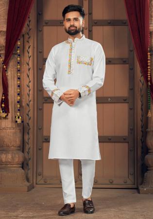 Picture of Splendid Cotton Off White Kurtas