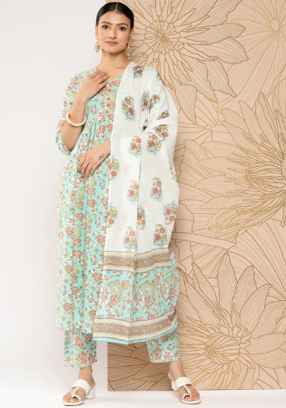 Picture of Radiant Cotton Powder Blue Readymade Salwar Kameez