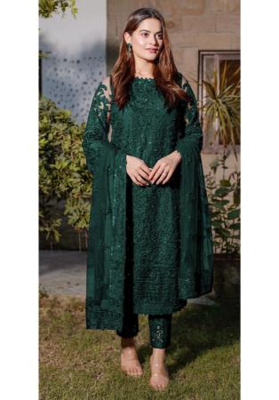 Picture of Georgette Sea Green Straight Cut Salwar Kameez