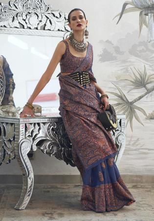 Picture of Statuesque Silk Dark Slate Blue Saree