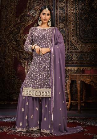 Picture of Georgette Dim Gray Straight Cut Salwar Kameez