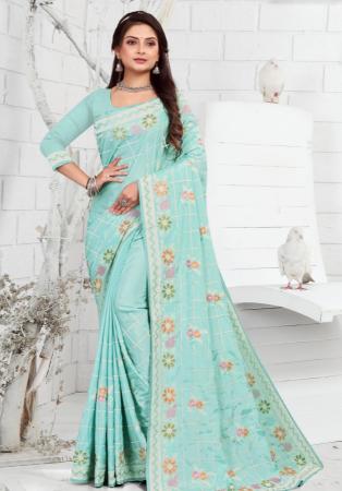 Picture of Radiant Crepe Light Steel Blue Saree