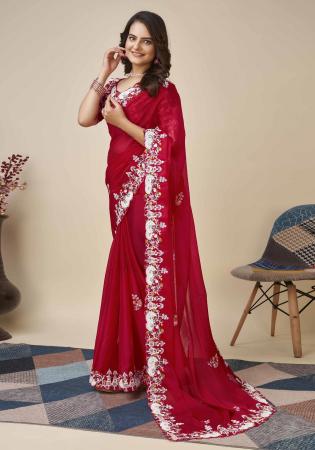 Picture of Marvelous Georgette Maroon Saree