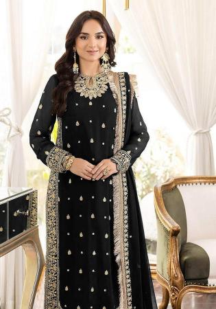 Picture of Stunning Georgette Black Straight Cut Salwar Kameez