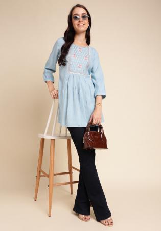 Picture of Appealing Rayon Light Blue Kurtis & Tunic