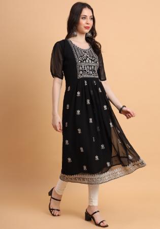 Picture of Appealing Georgette Black Kurtis & Tunic