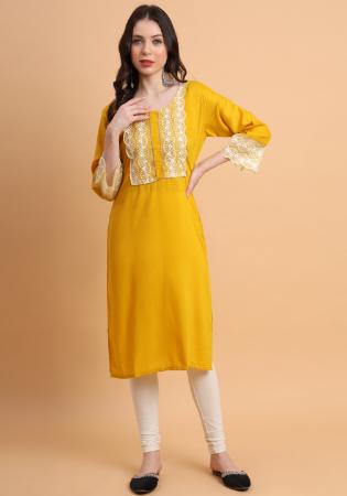 Picture of Pleasing Cotton & Silk Orange Kurtis And Tunic