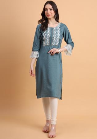 Picture of Cotton & Silk Dark Slate Grey Kurtis And Tunic