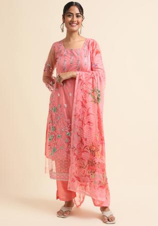 Picture of Georgette Light Pink Straight Cut Salwar Kameez