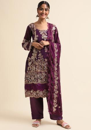 Picture of Radiant Georgette Purple Straight Cut Salwar Kameez