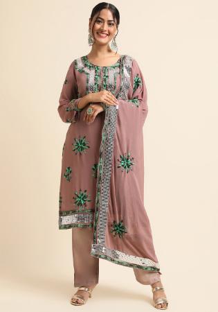 Picture of Wonderful Georgette Tan Straight Cut Salwar Kameez