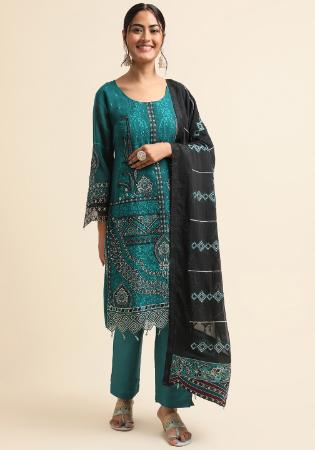 Picture of Georgette Sea Green Straight Cut Salwar Kameez