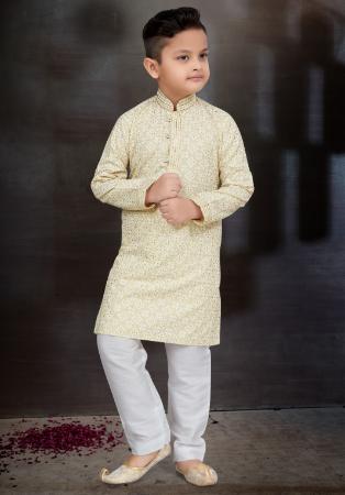 Picture of Sightly Cotton Tan Kids Kurta Pyjama