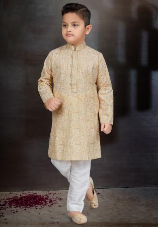 Picture of Splendid Cotton Burly Wood Kids Kurta Pyjama