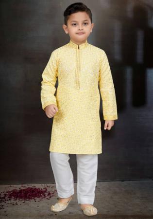 Picture of Nice Cotton Khaki Kids Kurta Pyjama