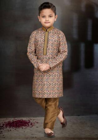 Picture of Statuesque Cotton Rosy Brown Kids Kurta Pyjama