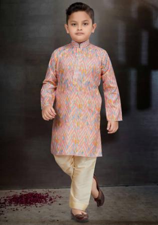 Picture of Fascinating Cotton Burly Wood Kids Kurta Pyjama