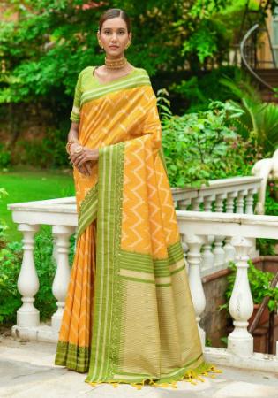 Picture of Radiant Silk Golden Rod Saree