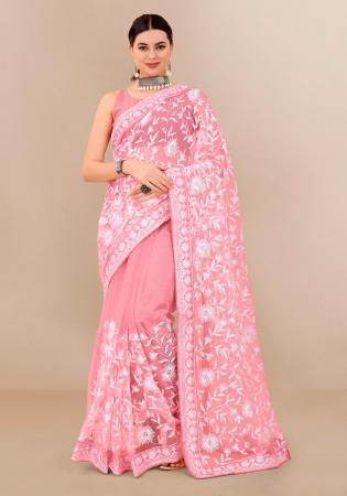 Picture of Pretty Net Light Coral Saree