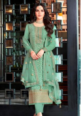 Picture of Georgette Cadet Blue Straight Cut Salwar Kameez