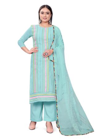 Picture of Marvelous Cotton Powder Blue Readymade Salwar Kameez