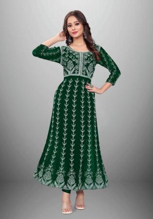 Picture of Fine Georgette Dark Green Readymade Salwar Kameez