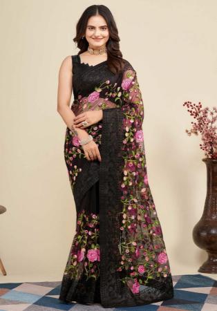 Picture of Superb Net Black Saree