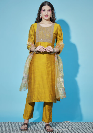 Picture of Magnificent Silk Golden Rod Readymade Salwar Kameez