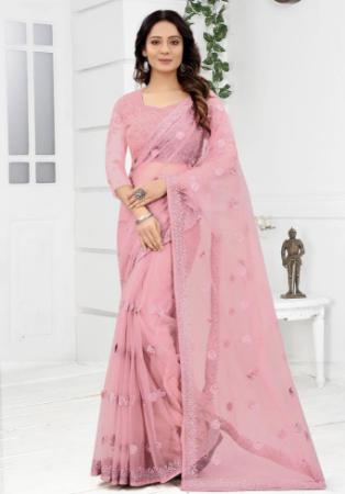 Picture of Shapely Net Burly Wood Saree