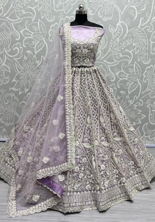 Picture of Pretty Net Light Slate Grey Lehenga Choli