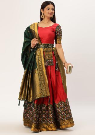 Picture of Exquisite Silk Fire Brick Lehenga Choli