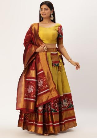 Picture of Well Formed Silk Golden Rod Lehenga Choli