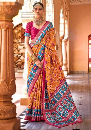 Picture of Sightly Silk Dark Orange Saree