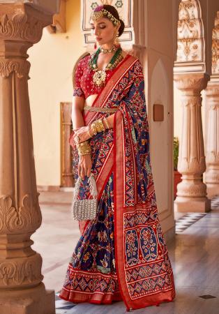 Picture of Amazing Silk Steel Blue Saree