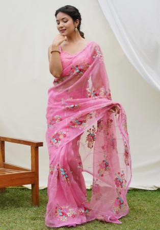 Picture of Beauteous Organza Pale Violet Red Saree