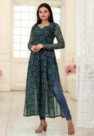 Picture of Lovely Georgette Sea Green Kurtis & Tunic